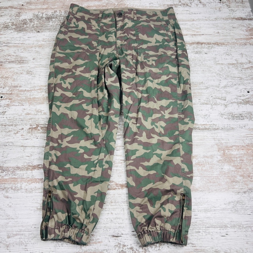 Lane Bryant Womens 18 Green Brown Camo Utility Jogger Pants Ankle Zip Stretch